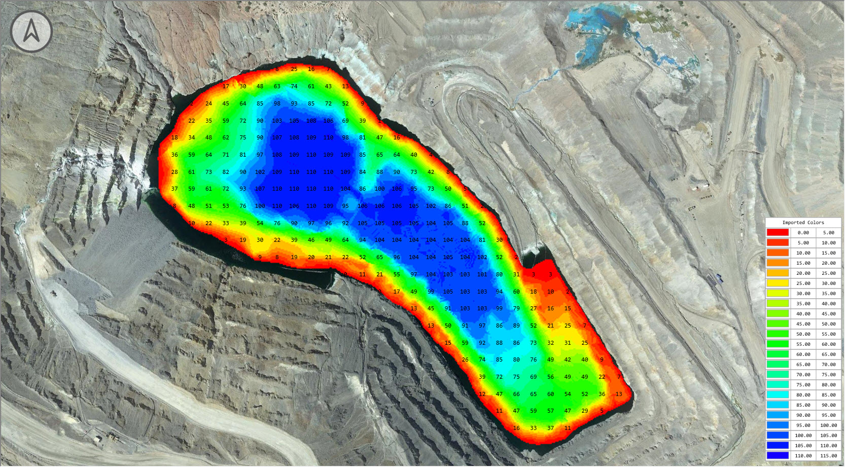 Hydromagic colour-coded depth matrix