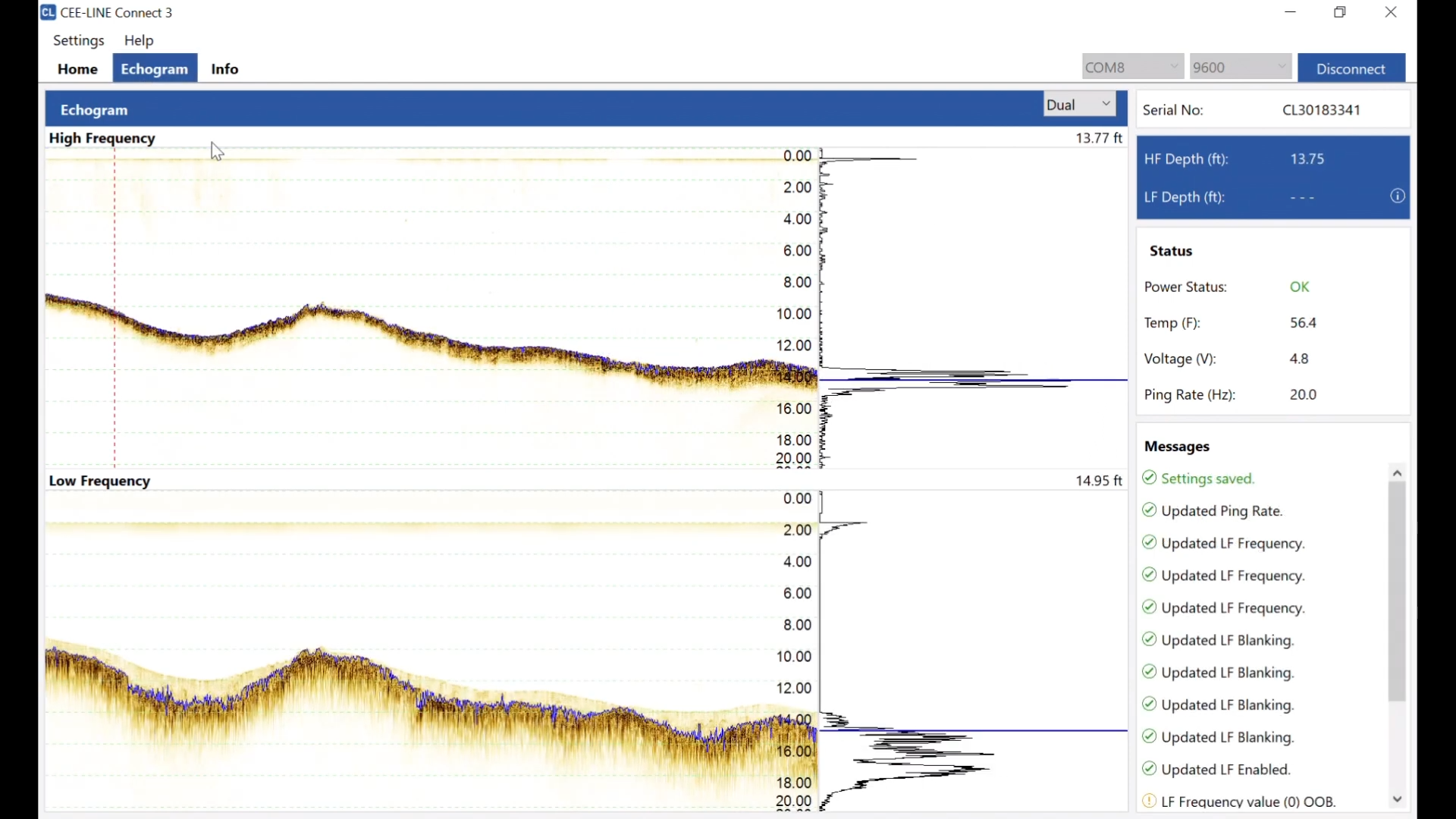 CEE-LINE Connect 3 echogram