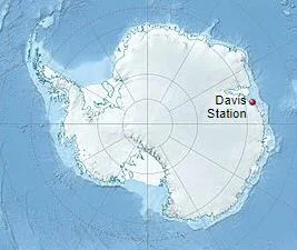 Map of Antarctica with Davis Station marked