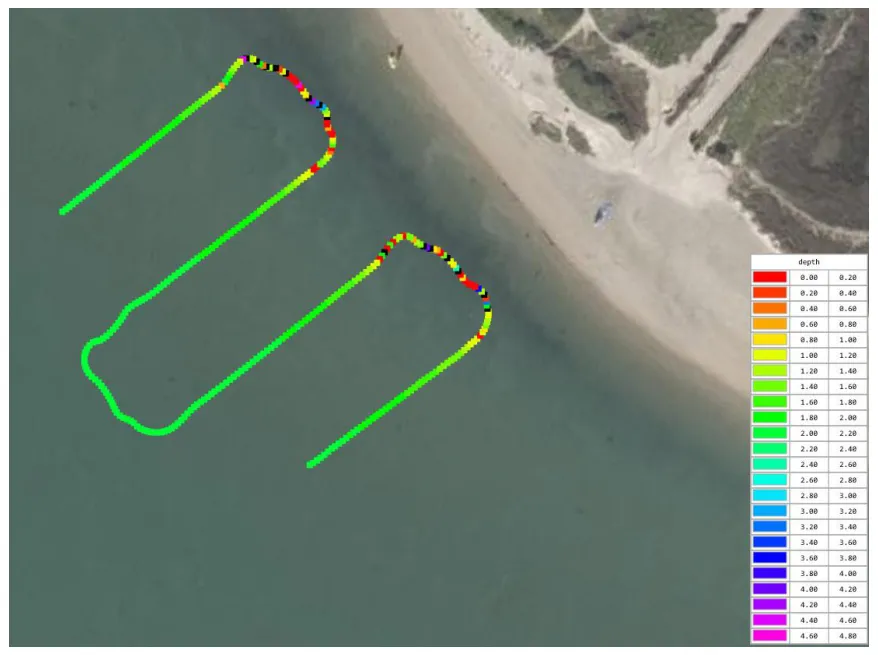 Map view of MANUAL mode, 1 m blanking.