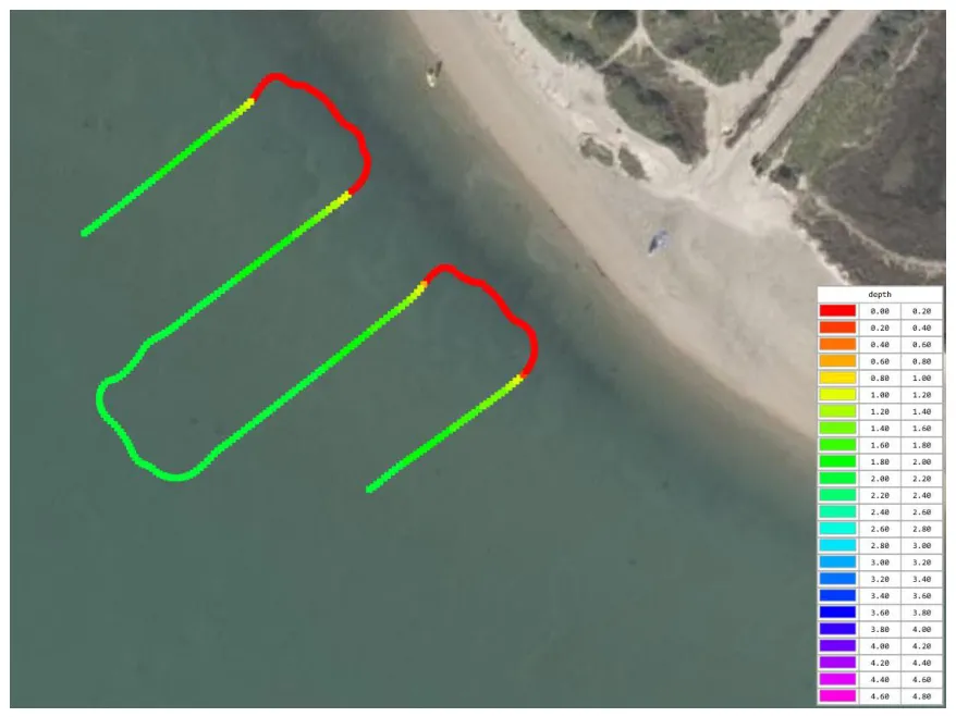 Map view of MINDEPTH mode, 1 m blanking.