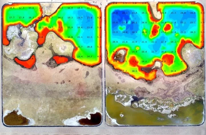 Depth maps of the two smaller ash ponds