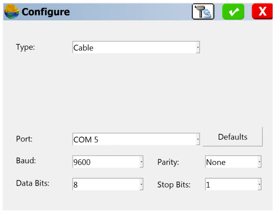 Comm Setup: 9600 baud, 8 data bits, no parity, 1 stop bit.