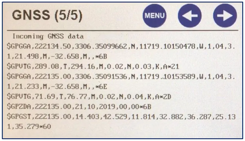 Data viewer: NMEA messages with a position fix.