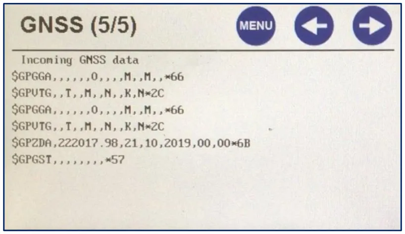Data viewer: NMEA messages arriving with no position fix.