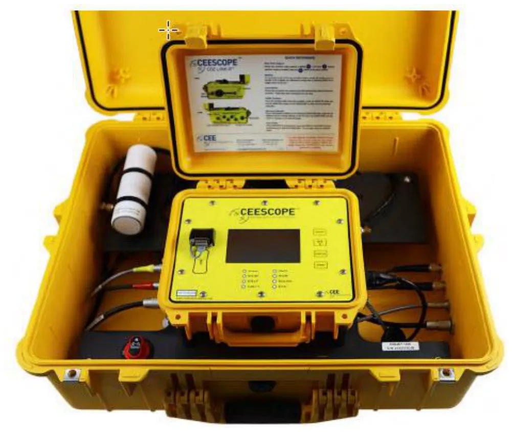 CEE JET case with CEESCOPE-R™ and Wi-Fi access point (battery behind the lid).