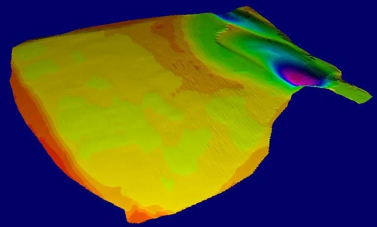 3D colour rendering of the lagoon TIN surface