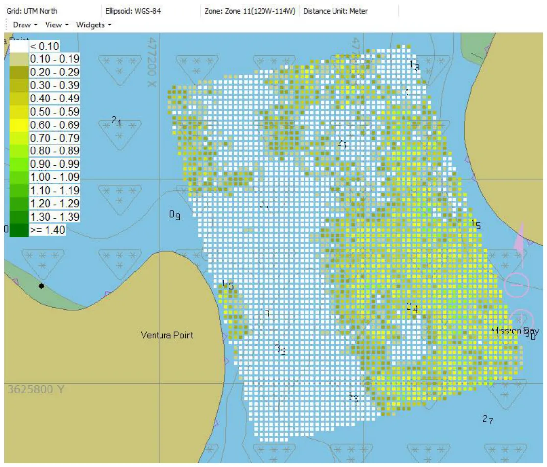 TIN model at 5 × 5 m: eelgrass height.