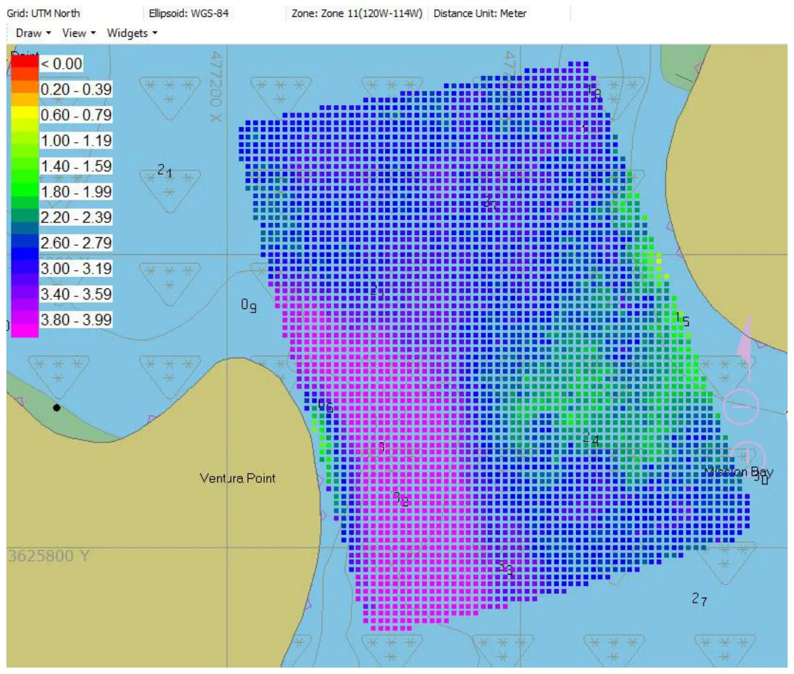 TIN model at 5 × 5 m: upper surface, including SAV.