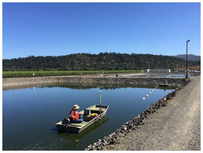 Surveying an effluent lagoon.
