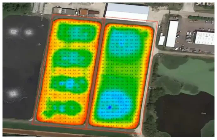 Effluent lagoon bathymetry.