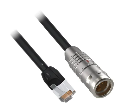 CSC-2K008-RJ45-L050-01WP cable with a LEMO connector and an RJ45 plug.