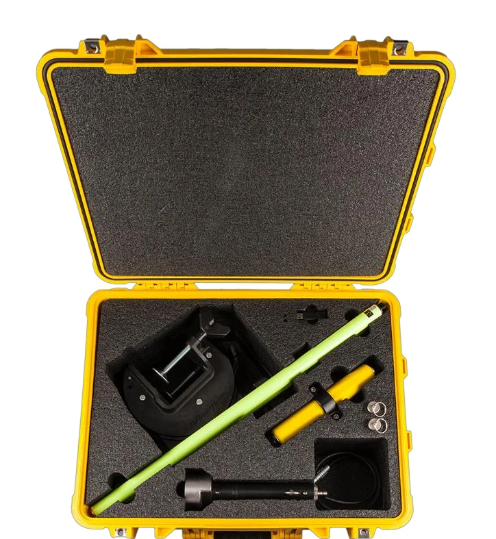 CEE-LINE echo sounder and pole mount kit in a yellow case