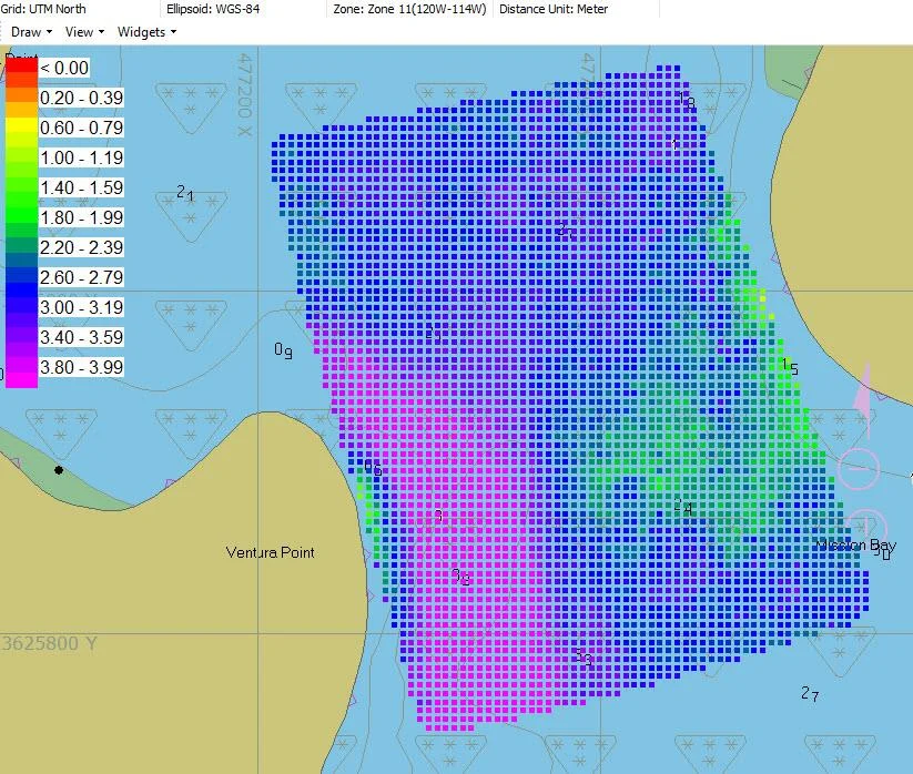 HYPACK TIN model grid of the upper surface including vegetation in San Diego Bay