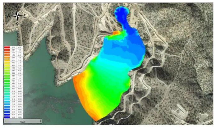 Tailings bathymetry surveyed with a USV.