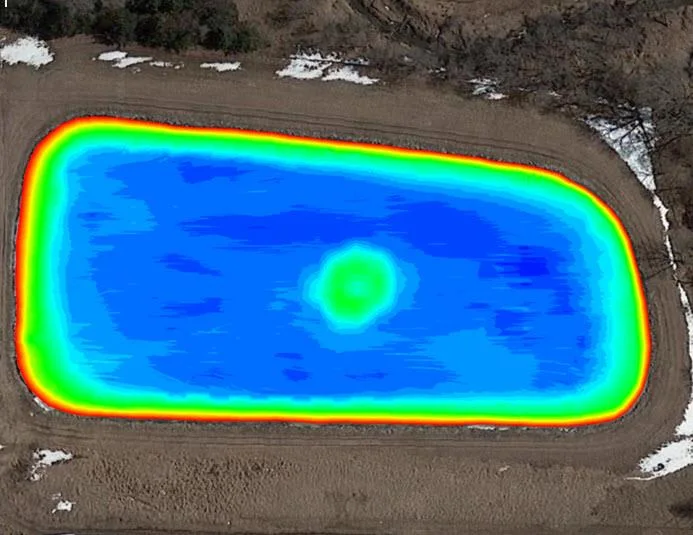 Colour depth map of a wastewater lagoon in Hydromagic
