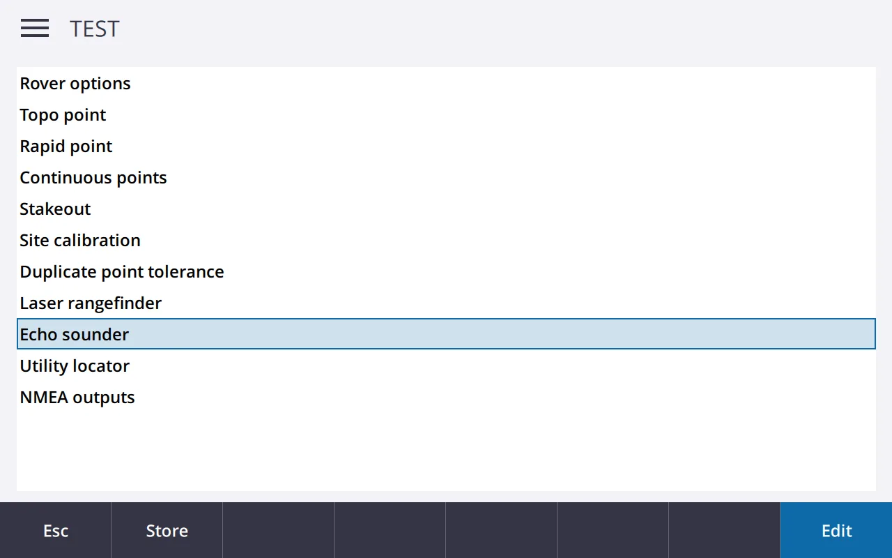 The Echo sounder option in the survey style.