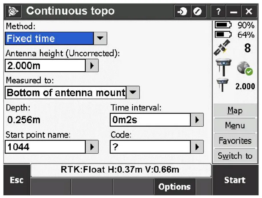 Continuous topo with a fixed time interval and the depth shown.