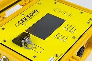 Front panel of the yellow CEE ECHO echo sounder