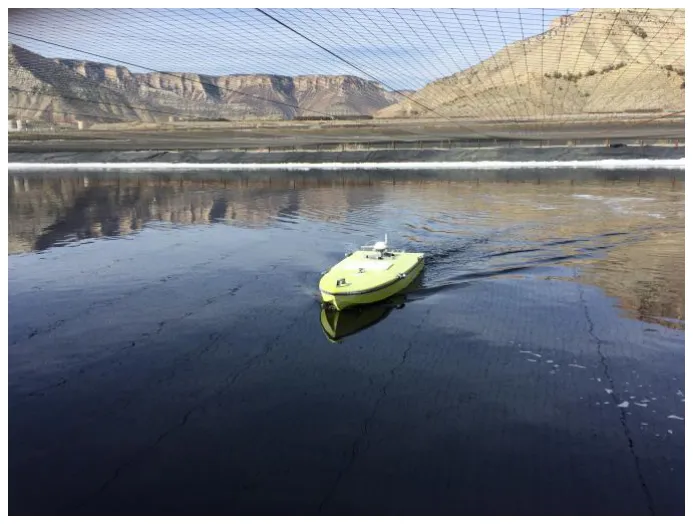 A USV survey in a process pond.